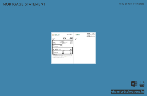 Slowakischer VUB-Bank-Hypothekenauszug in Word- und PDF-Formaten – Beispielvorschau